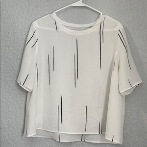 OAK + FORT Casual Blouse Ivory Top with Dark Lines